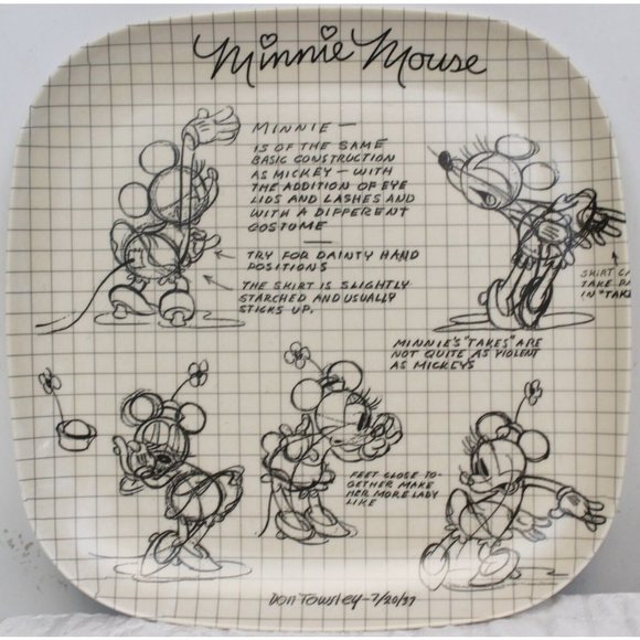 Disney Artist Sketch Bamboo Plates 4 Piece Set Mickey Mouse Goofy Square Grid - Picture 8 of 9
